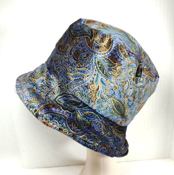 💠 vintage velour velvet paisley bucket hat 60s y2k boho hippie - Picture 1 of 9